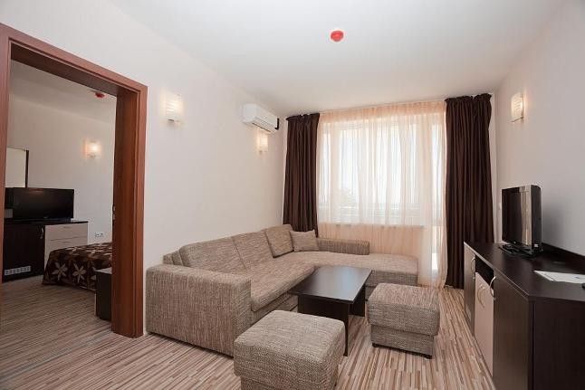 Apartment living area with sofa