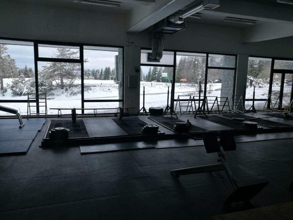 Fitness gym with free weights