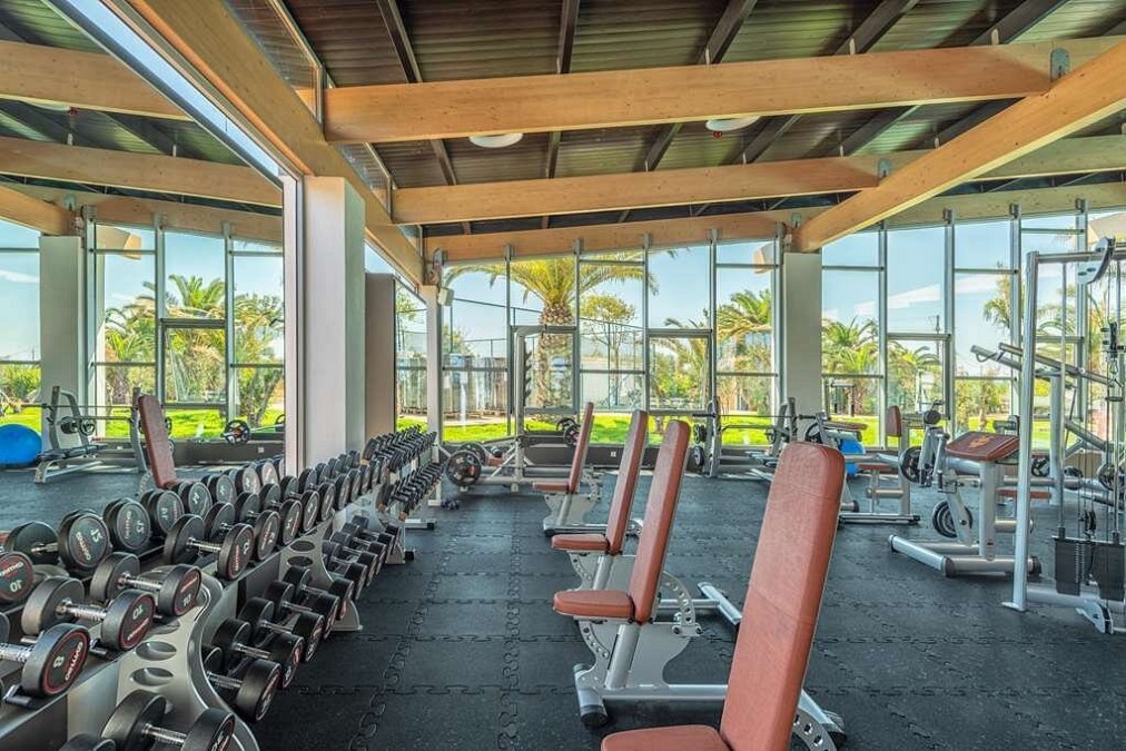 Free weights area with academy views