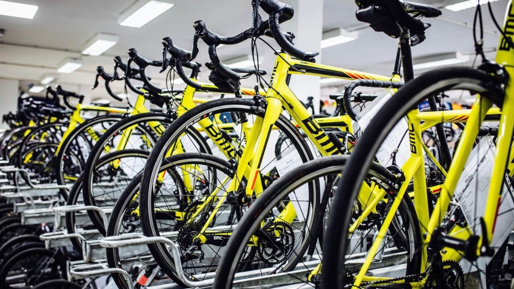 Indoor bike rental and storage area