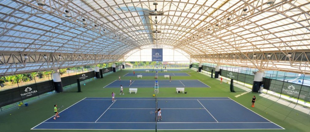 Indoor tennis courts, wide view