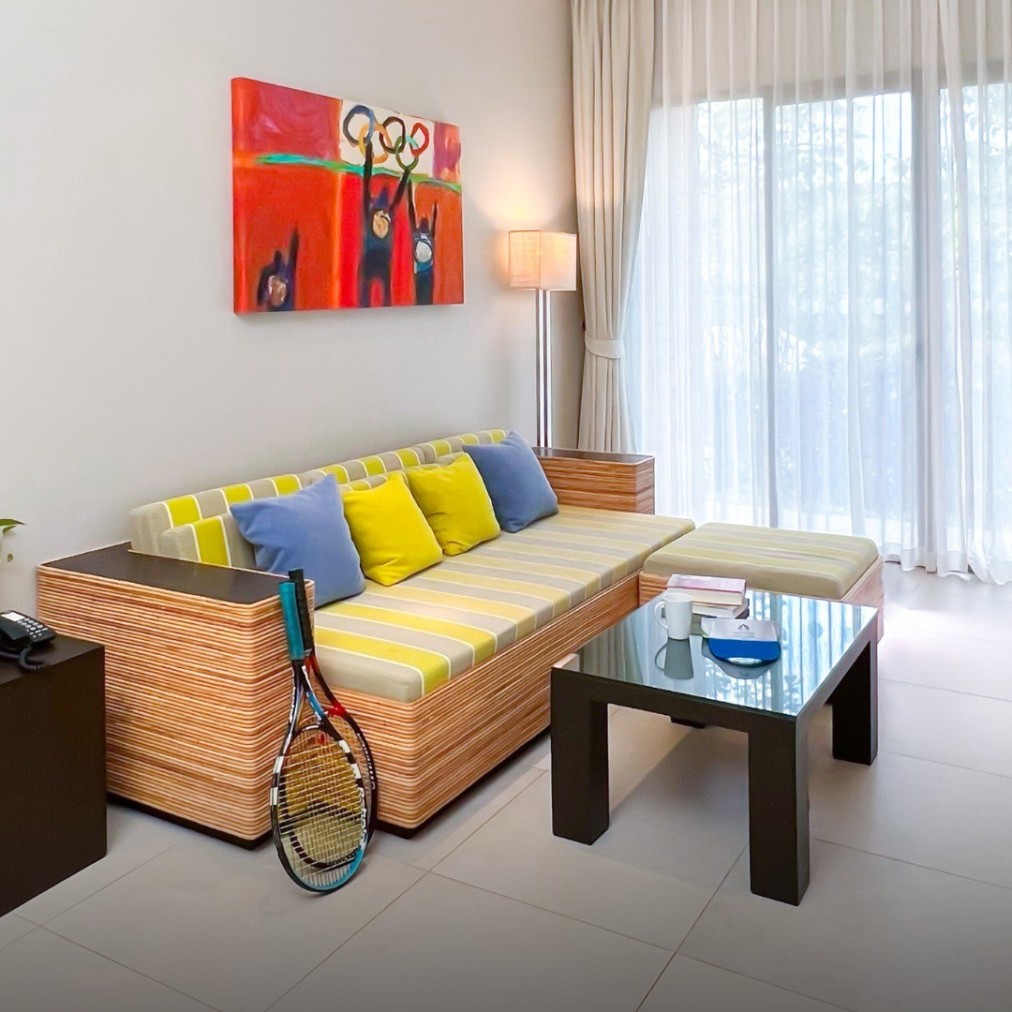 Living area with sofa and coffee table