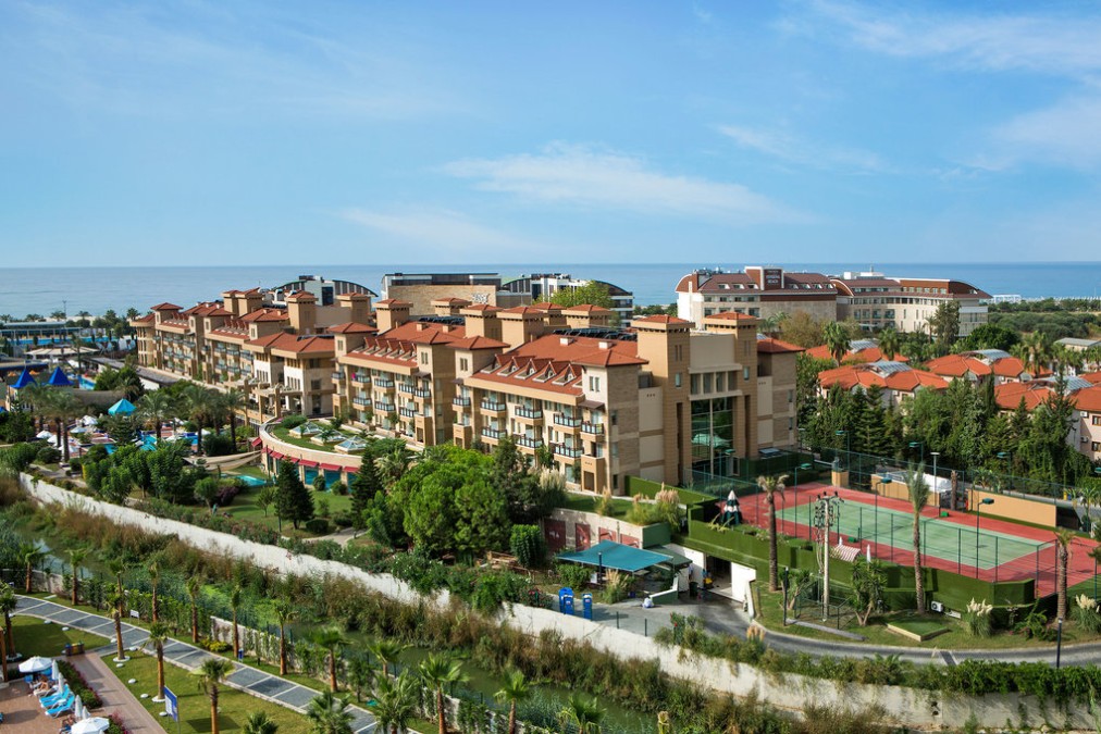 Panoramic view of the resort buildings