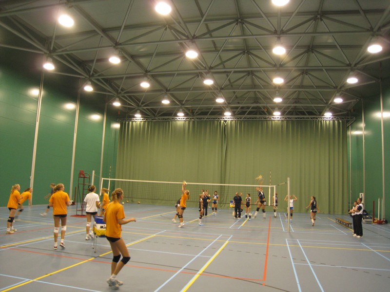 Indoor hall set up for volleyball training