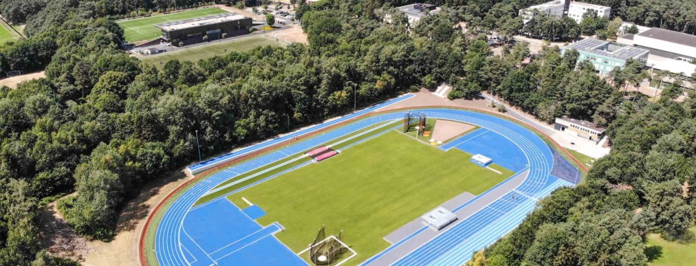 Athletics track and pitches, aerial view