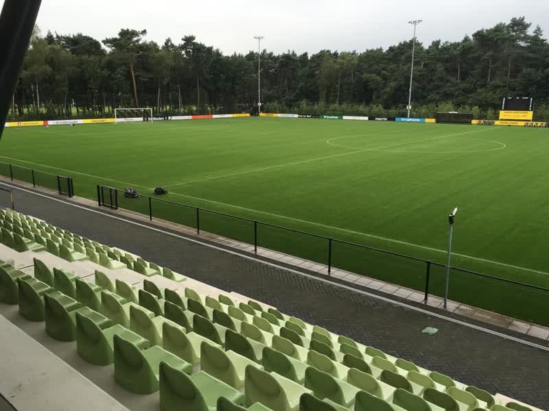Football pitch with spectator stand