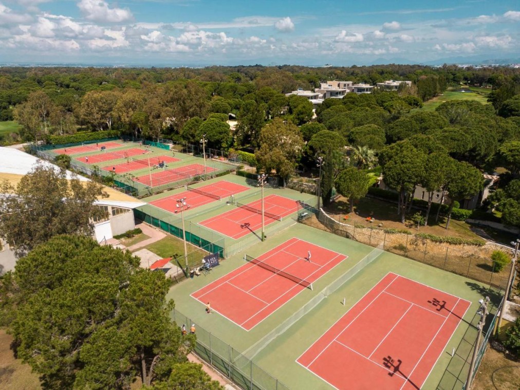 Clay tennis courts, aerial view