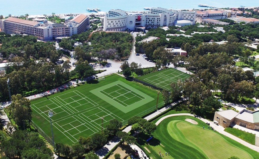 Grass tennis courts, aerial view