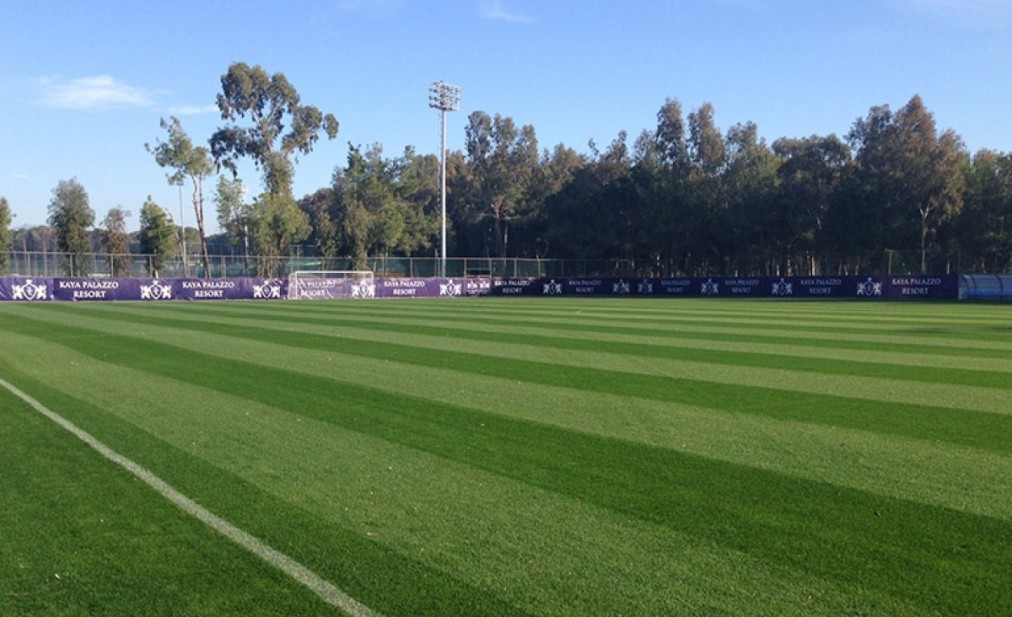 Football pitch, side view