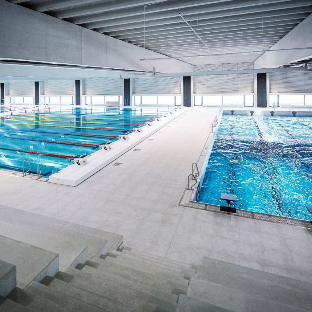 50m and 25m indoor pools, side by side