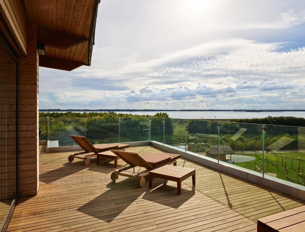 Rooftop terrace with lake view