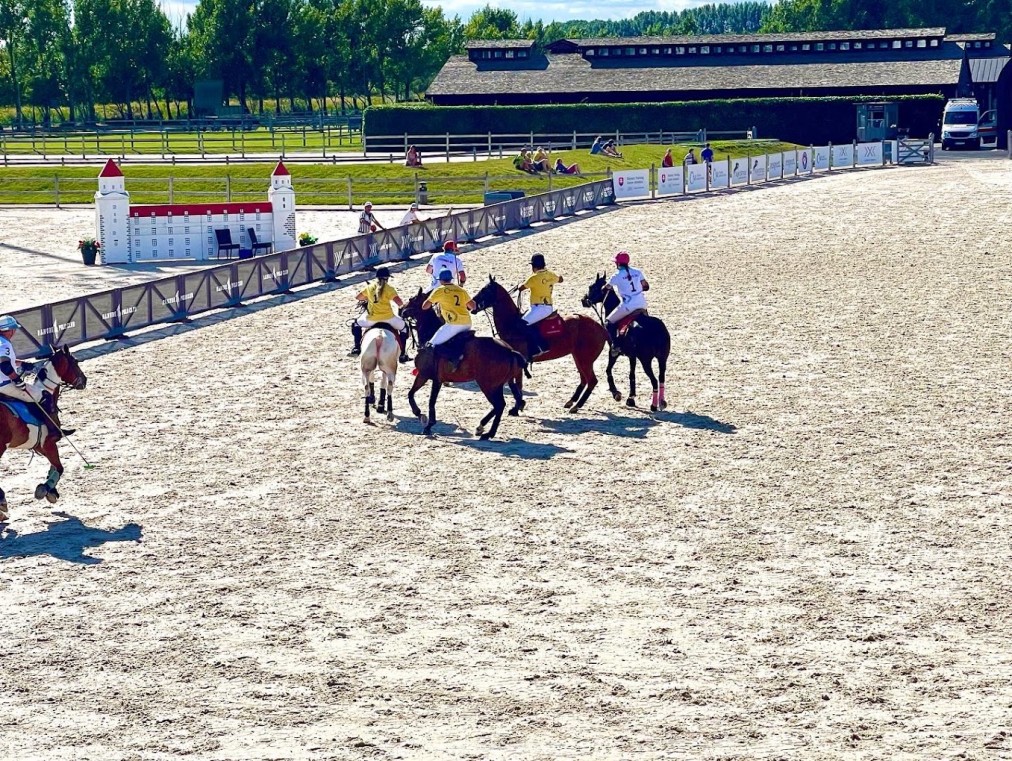 Polo match in the sand arena
