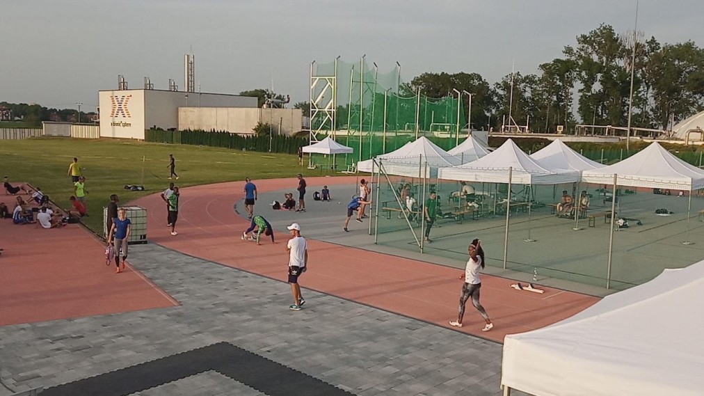 Outdoor track and courts, training session
