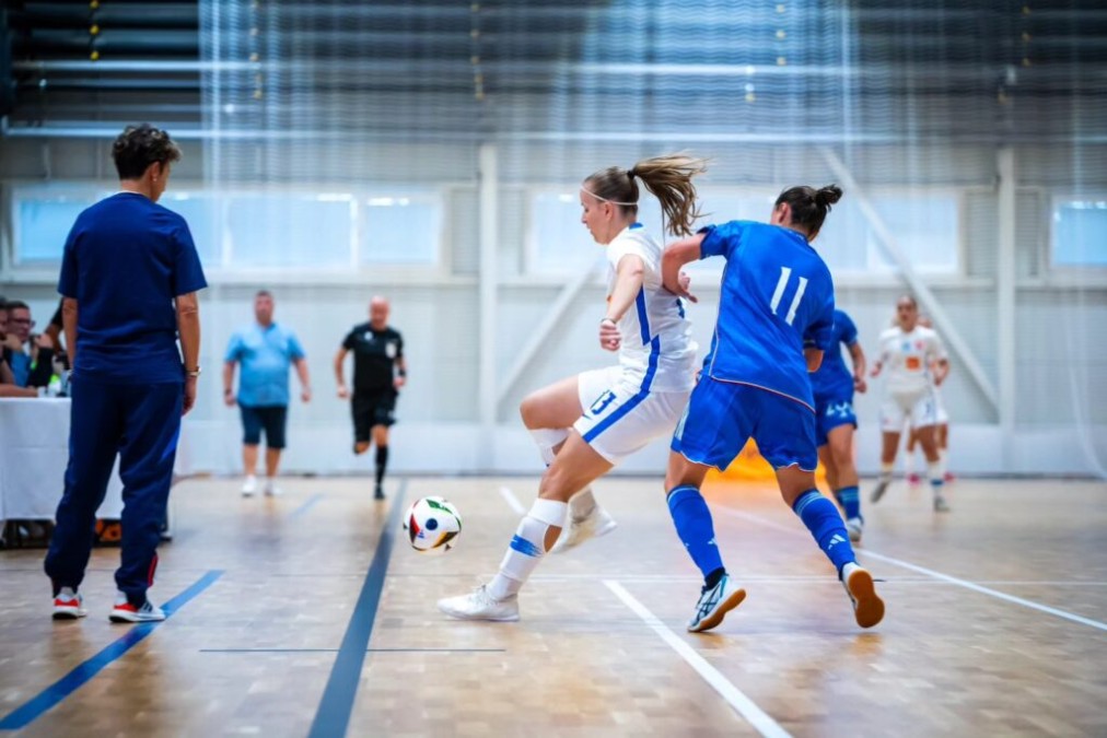 Indoor multi-purpose sports hall, match in progress