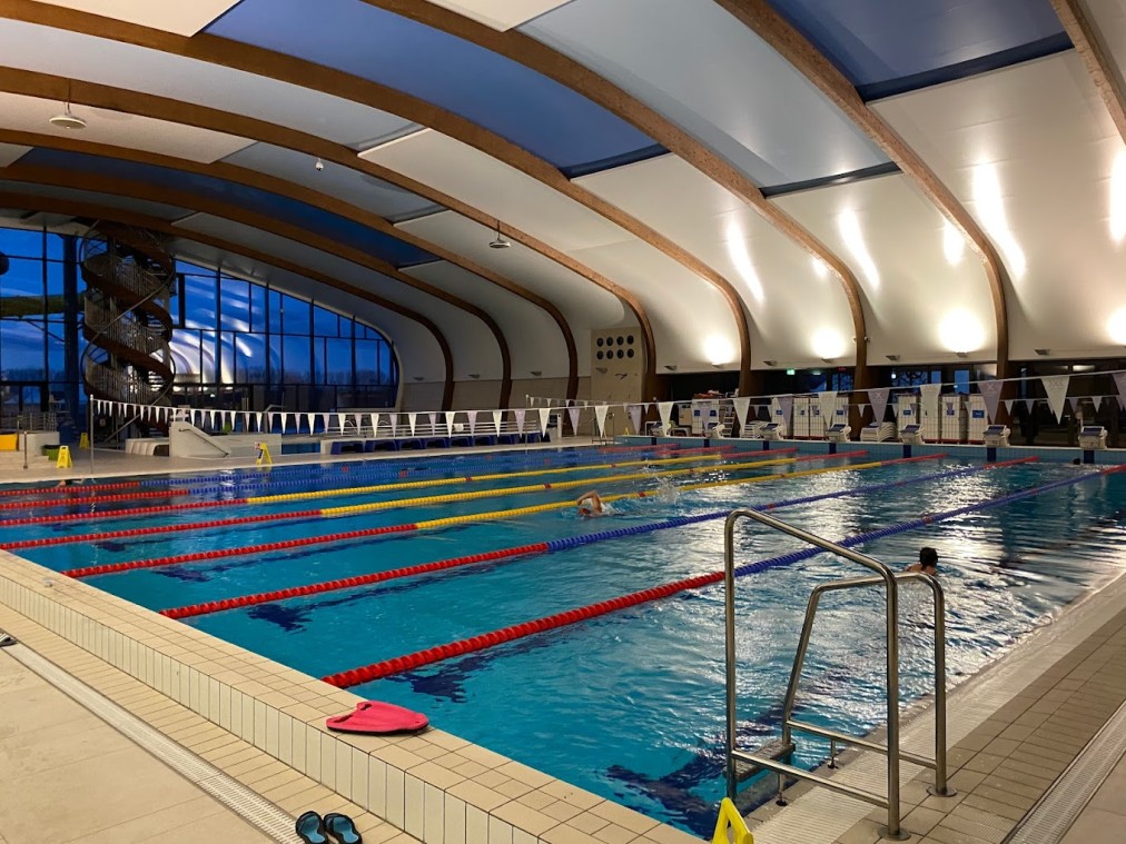 ndoor 25m pool at dusk