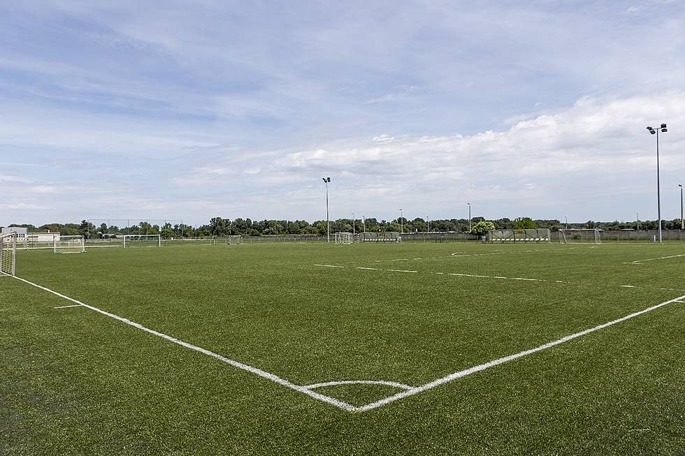 Football pitch corner flag and touchline