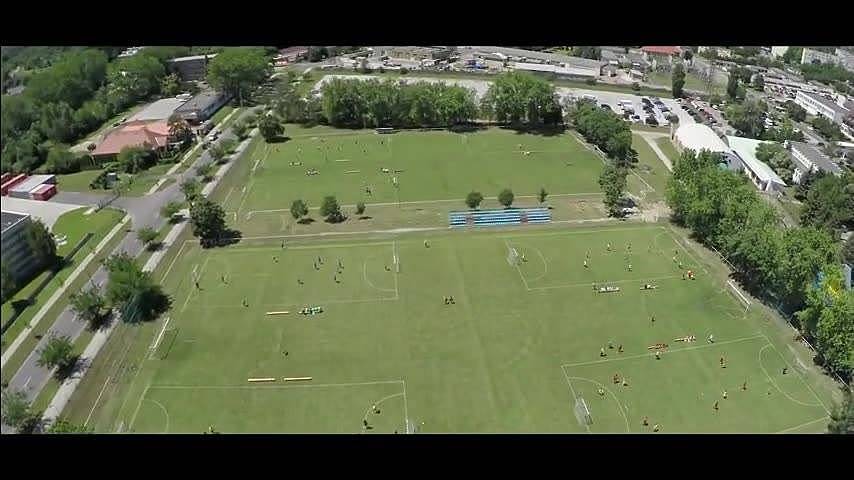 Football pitches complex, aerial view