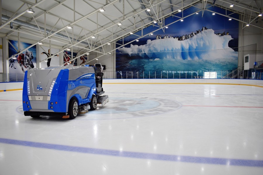 Ice resurfacing machine on the rink