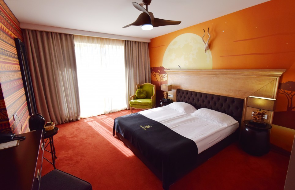 Double room, safari-themed decor