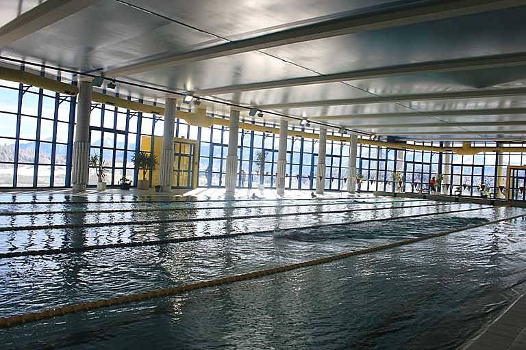 50m indoor training pool with mountain-view windows