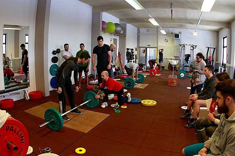 Weightlifting room with training platforms
