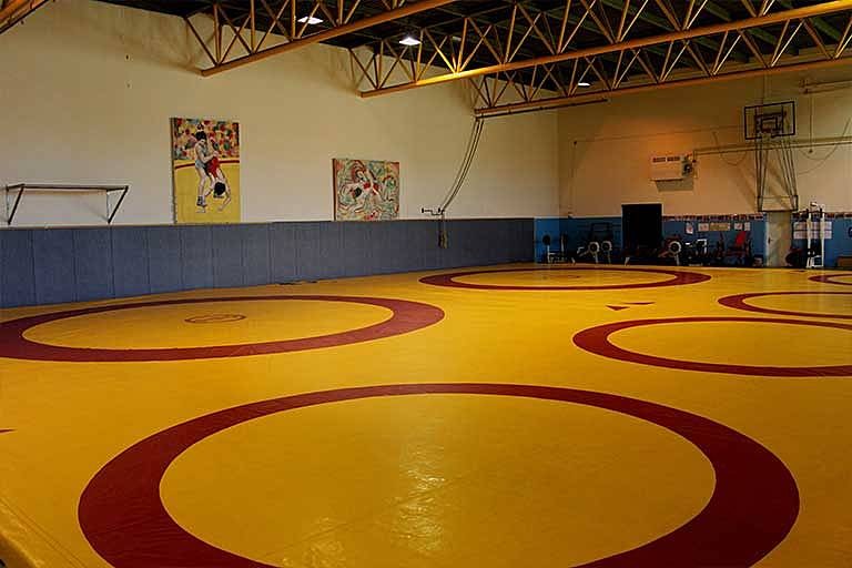 Empty wrestling mats hall