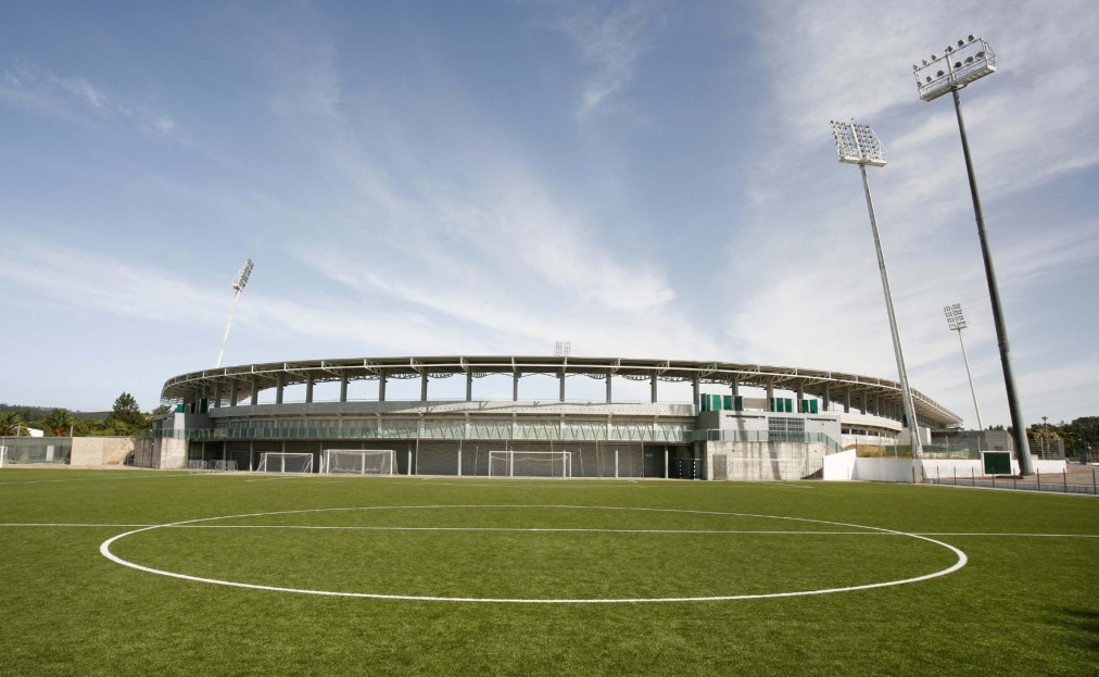 Artificial turf pitch with municipal stadium