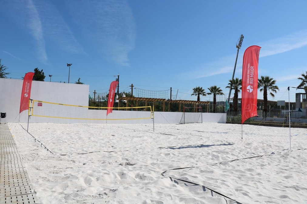 Sand beach volleyball court