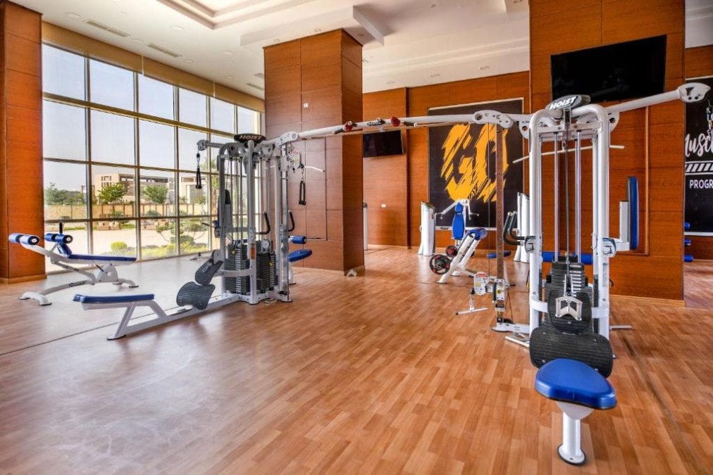 Gym training area, indoor facility
