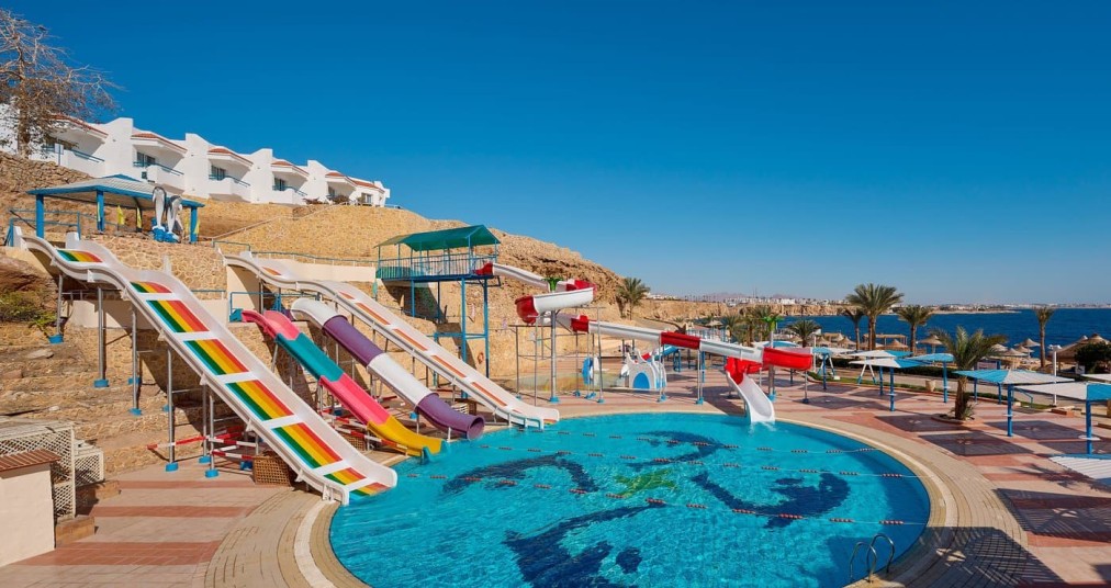 Water park with slides