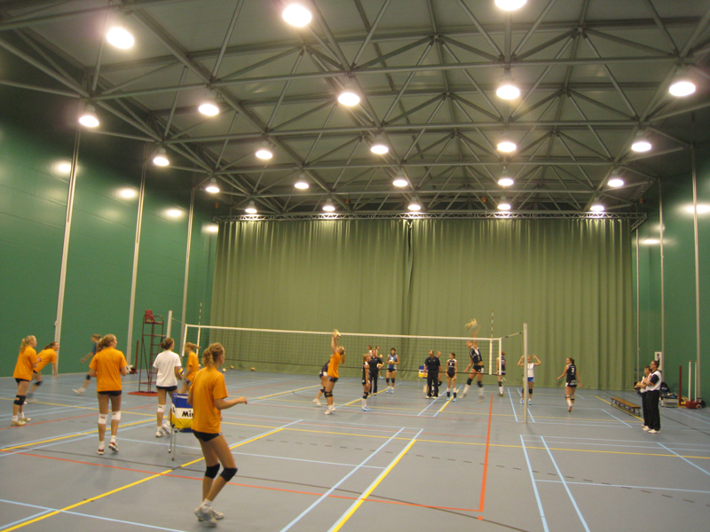 Indoor hall set up for volleyball training