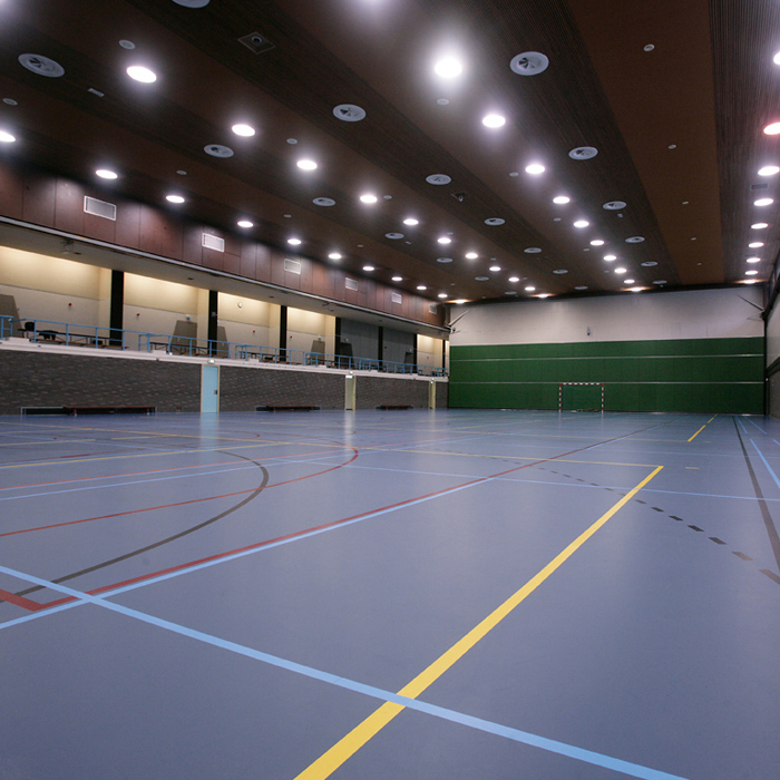 Indoor court with spectator gallery