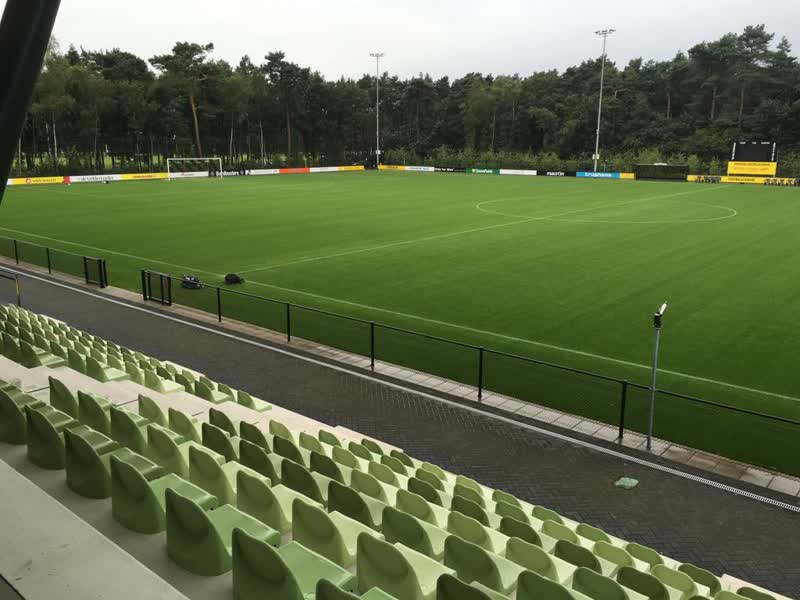 Football pitch with spectator stand