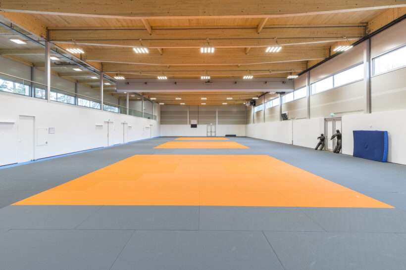 Indoor hall with judo mats