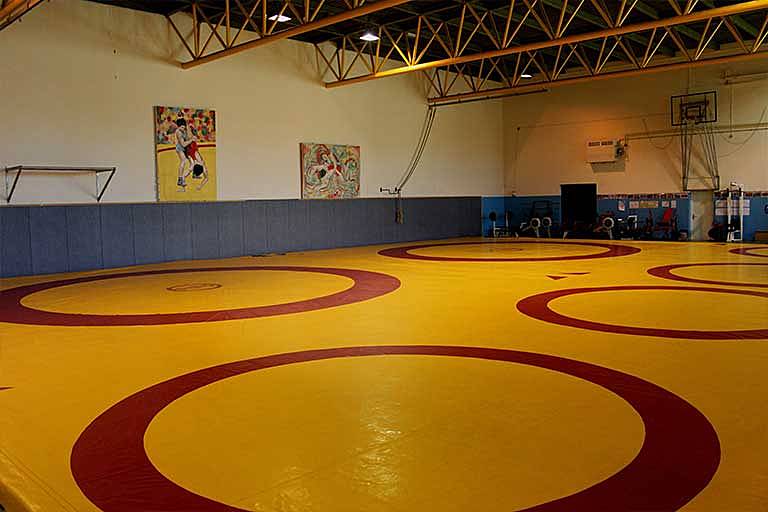 Empty wrestling mats hall