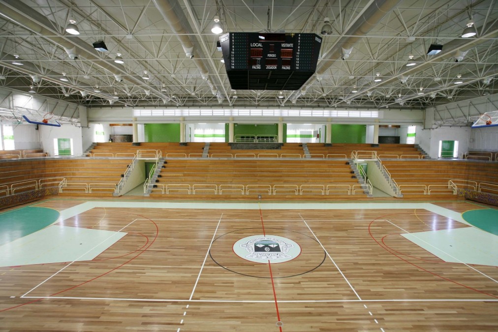 Vue du terrain central d'une salle couverte