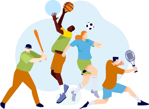 L'image montre 4 athlètes qui s'entraînent dans une salle de sport. En arrière-plan, on peut voir des équipements sportifs utilisés par les athlètes.